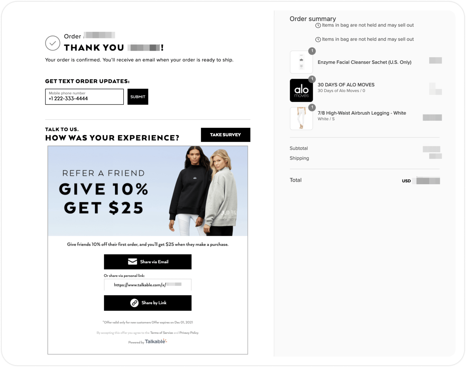 “Thank You” Page Best Practices for Your Referral Program (With Examples)_Inline post-purchase is an option to integrate a referral campaign_Inline post-purchase referral campagn page