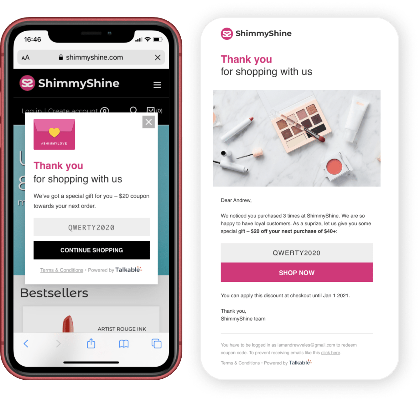 “Thank You” Page Best Practices for Your Referral Program (With Examples)_Show appreciation to repeat customers_shimmy shine thank you referral Example vs campaign