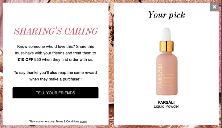 Cult Beauty product sharing campaign