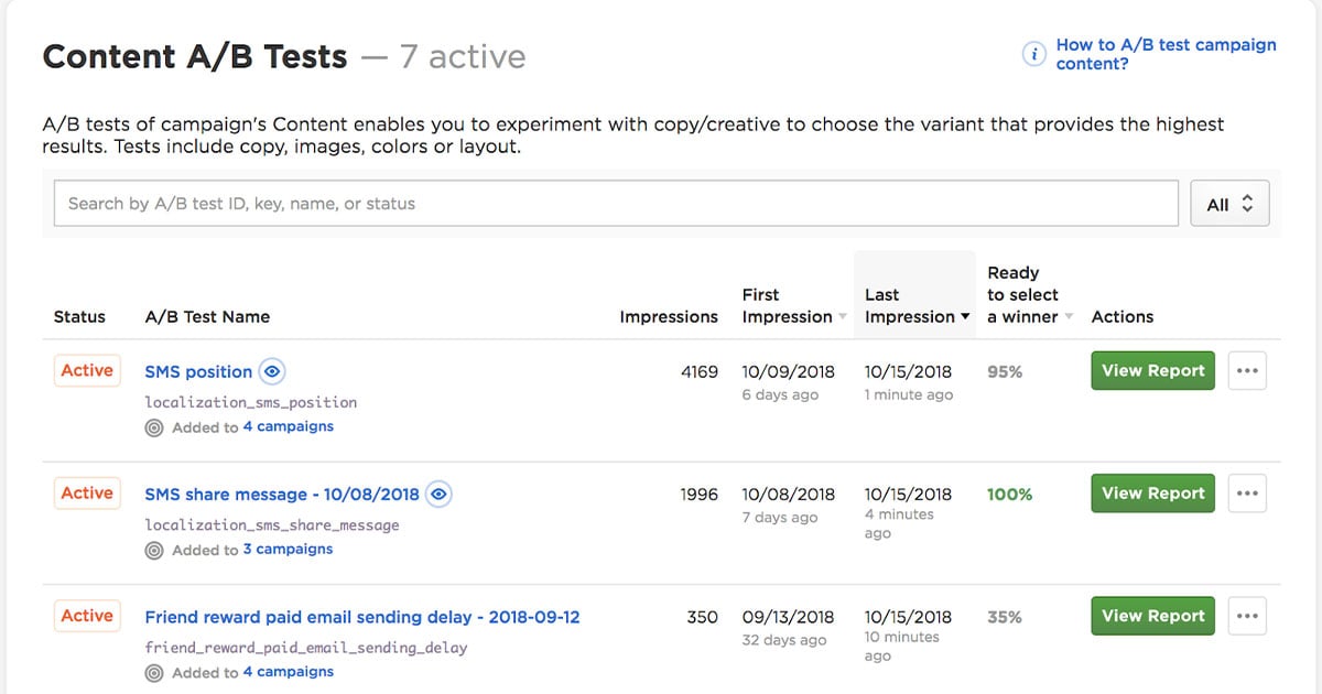 Content A/B Tests