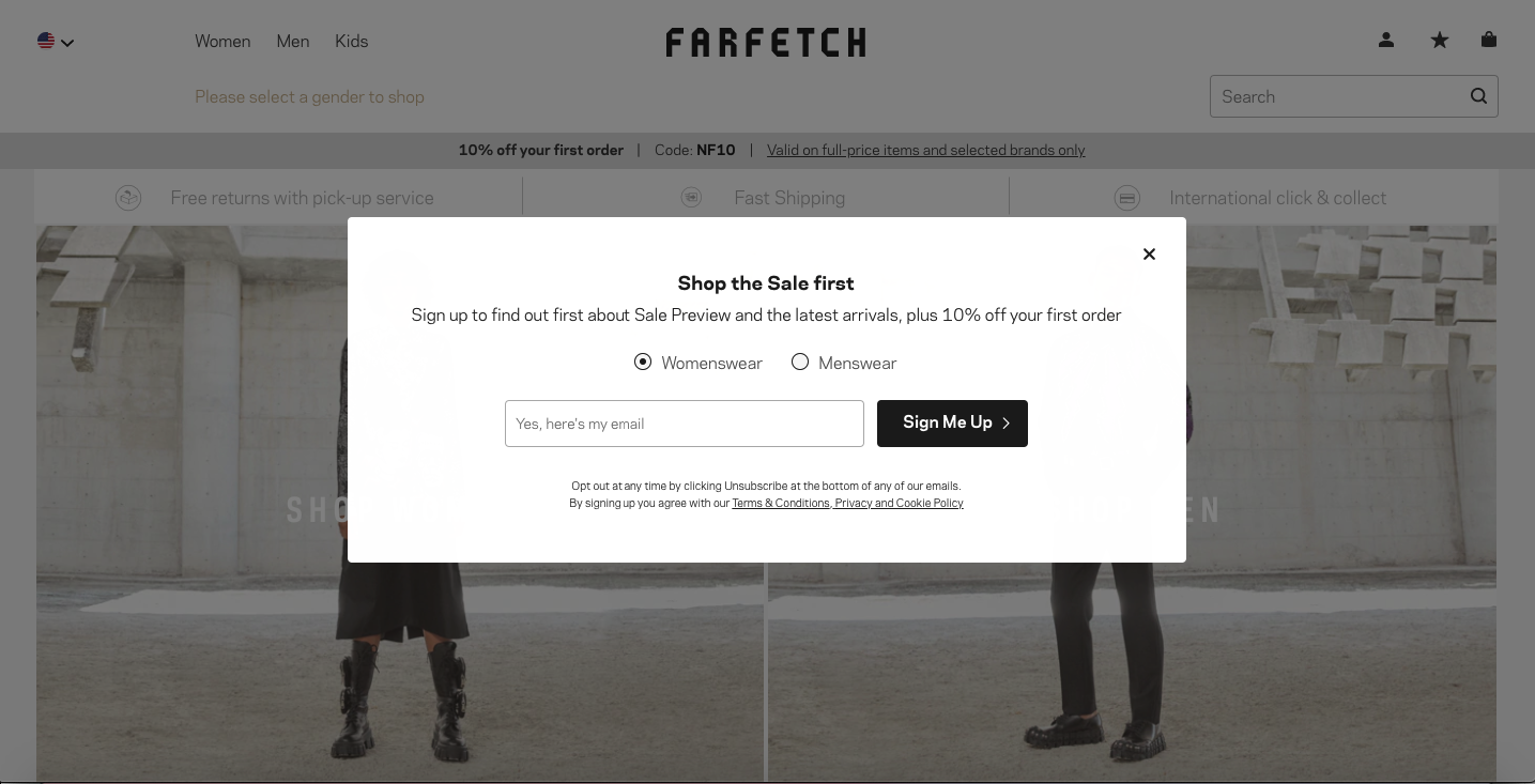 farfetch-pop-up-to-grow-email-list-for-ecommerce