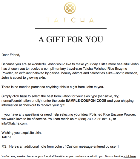 tatcha campaign email