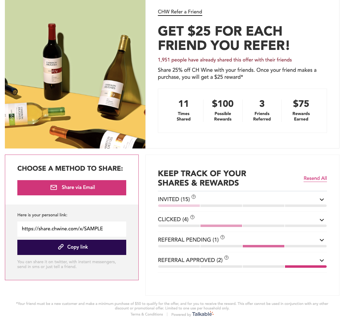 ch wine referral program screen